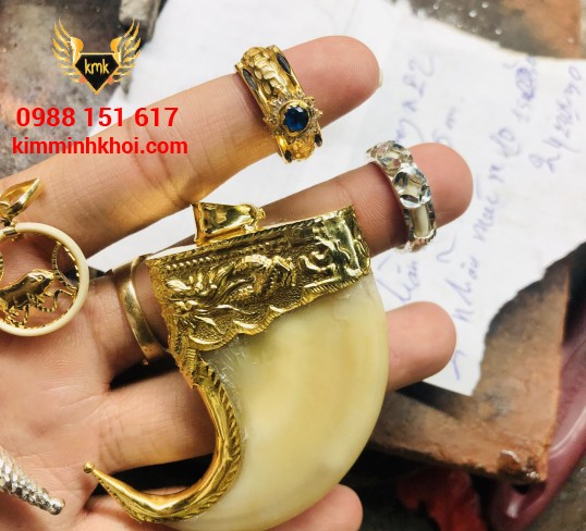 Móng Cọp Bọc Vàng Giáp Rồng Chụp Đầu vàng 14k ( móng fake)